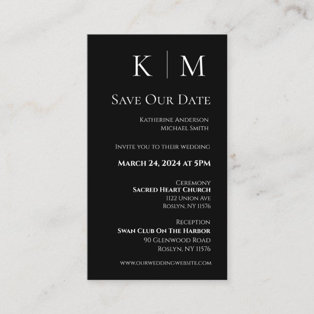 Svart och vit-Modern-Spara datum- Visitkort (Framsida)