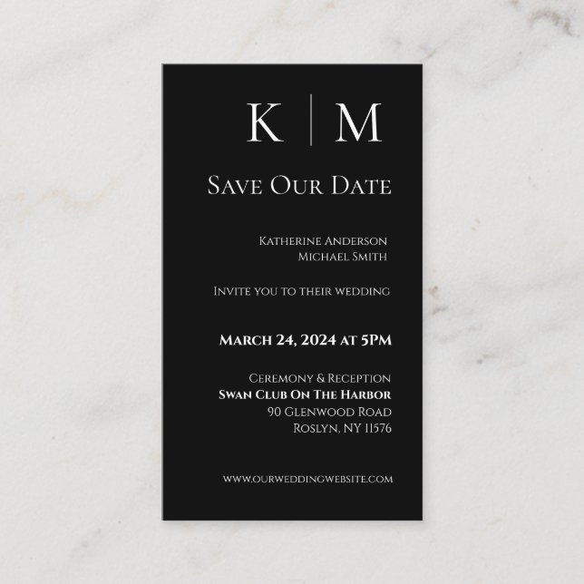 Svart och vit-Modern-Spara datum- Visitkort (Framsida)