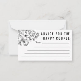 Svart och vit modernt blommigt äktenskapsrådgivnin rådkort