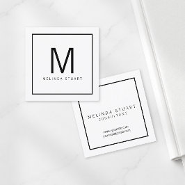 Svart och vit modernt monogram fyrkantigt visitkort