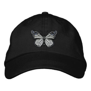 Svart och vit monarch-fjäril broderad keps