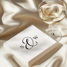 Svart och vit monogram- ampersand | Lyxig bröllop Pappersservett