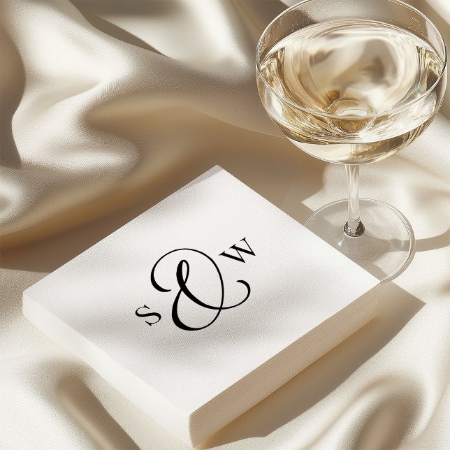 Svart och vit monogram- ampersand | Lyxig bröllop Pappersservett (Skapare uppladdad)