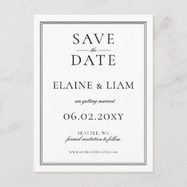 Svart och vit monogram bröllop rädda datumet meddelande vykort