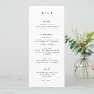 Svart och vit monogram Elegant bröllop Meny