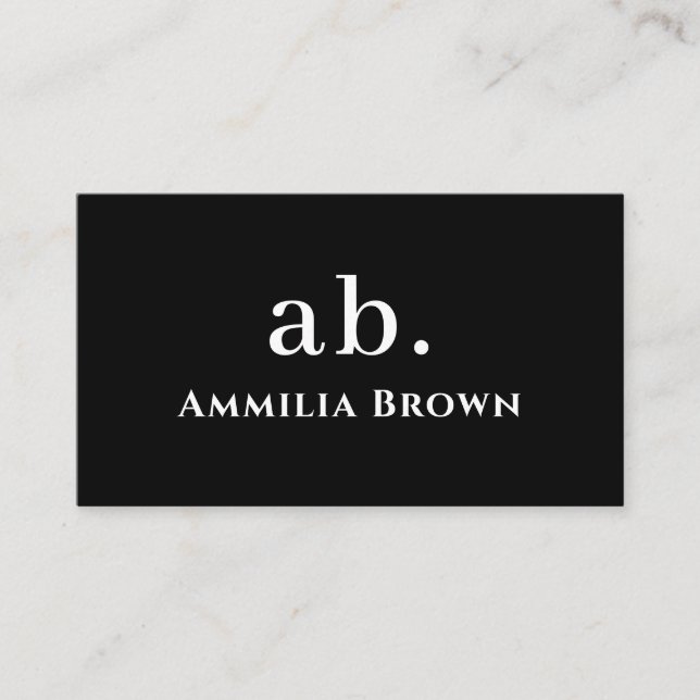 Svart och vit monogram | Elegant minimal anpassad  Visitkort (Framsida)
