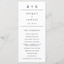 Svart och vit monogram modern minimalistisk bröllo program