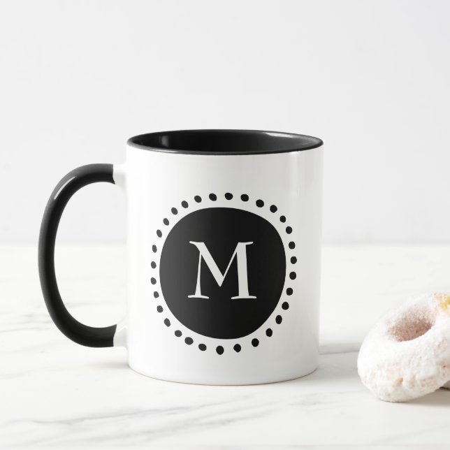 Svart och vit monogram  mugg (Med munk)