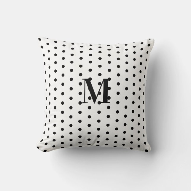 Svart och vit monogramprick  kudde (Framsida)
