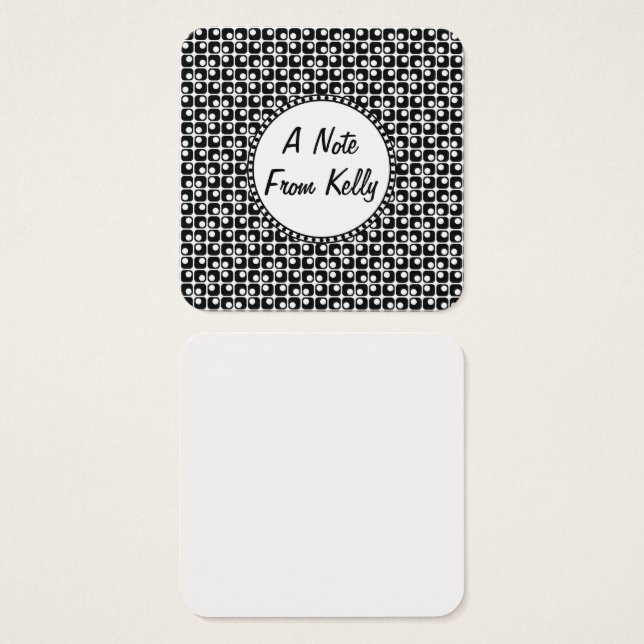 Svart och vit Mönster-Designade meddelande 2 Fyrkantigt Visitkort (Framsida & baksida)