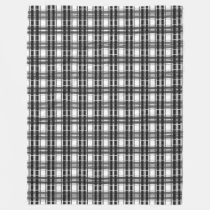 Svart och vit mönster Tartan-geometri kontrollerad Fleecefilt
