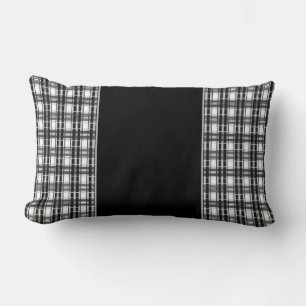 Svart och vit mönster Tartan-geometri kontrollerad Lumbarkudde