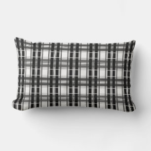 Svart och vit mönster Tartan-geometri kontrollerad Lumbarkudde