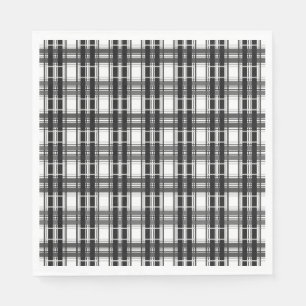 Svart och vit mönster Tartan-geometri kontrollerad Pappersservett