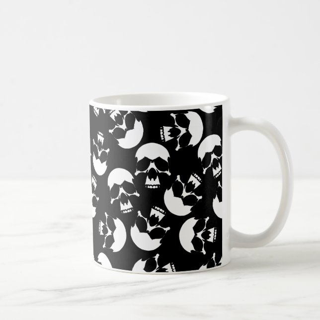 Svart och vit Mörk Aesthetic Skull Mönster Kaffemugg (Höger)
