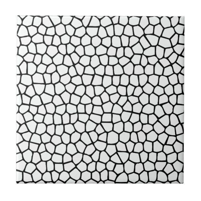 Svart och vit mosaikmönster kakelplatta (Framsidan)
