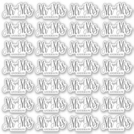 Svart och vit mr och Mrs. Modern bröllop-skript Klistermärken