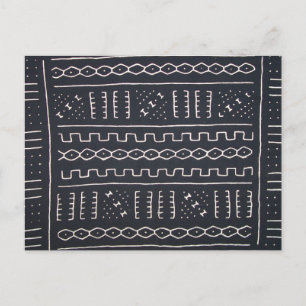 Svart och vit mudcloth vykort