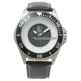 Svart och vit musik Modern cool trummor monogram Armbandsur