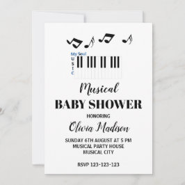Svart och vit musikalisk könsneutral baby shower inbjudningar