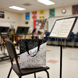 Svart och vit musikalisk personlig toteväska tygkasse