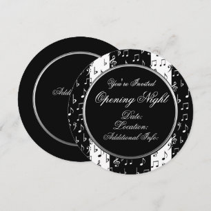 Svart och vit musikalisk rundinbjudan till Rand Inbjudningar