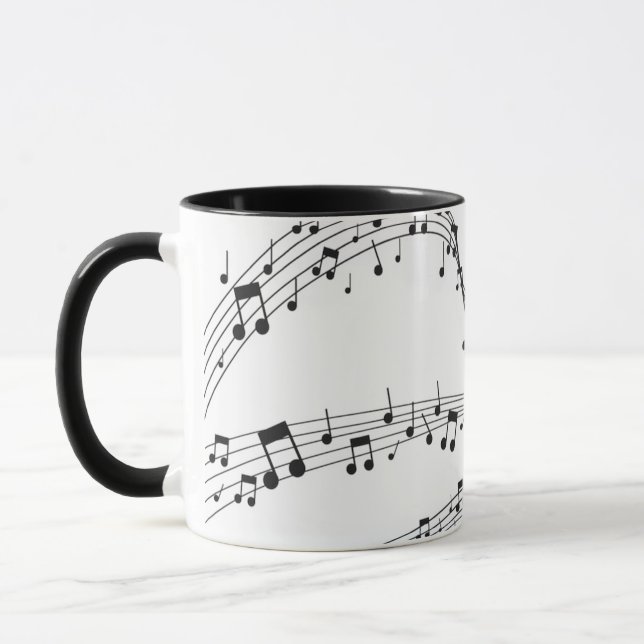 Svart och vit musikanteckning Mönster musiker Mugg (Vänster)