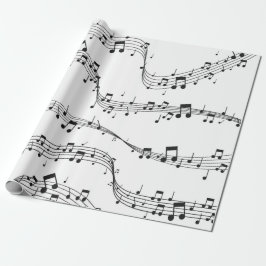 Svart och vit musikanteckning Mönster musiker Presentpapper