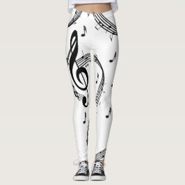Svart och vit musikdesign leggings