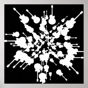 Svart och vit musikinriktad dekoration poster