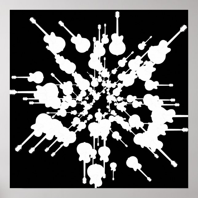 Svart och vit musikinriktad dekoration poster (Framsidan)