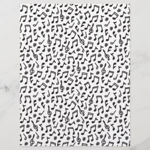 Svart och vit musikskräppost papper