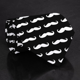 Svart och vit mustasch halsduk tie slips