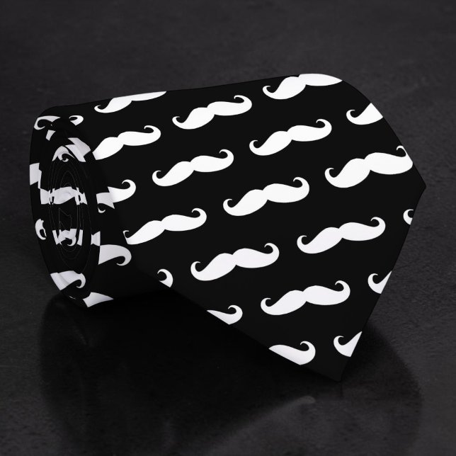Svart och vit mustasch halsduk tie slips (Skapare uppladdad)