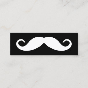 Svart och vit mustasch mini visitkort