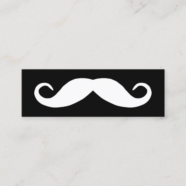 Svart och vit mustasch mini visitkort (Framsida)