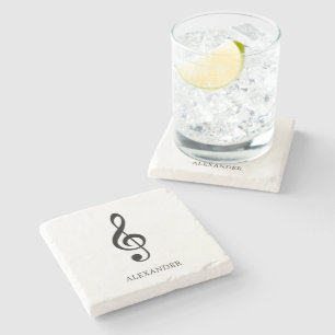 Svart och vit Namn Music Note Treble Clef Stenunderlägg