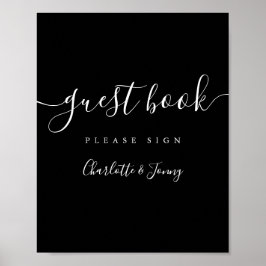 Svart och vit Namnteckning skriptguest Bok-tecken Poster