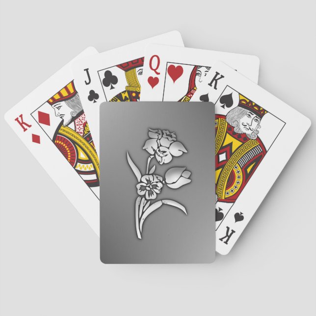 Svart och vit narciss spel kort (Baksidan)
