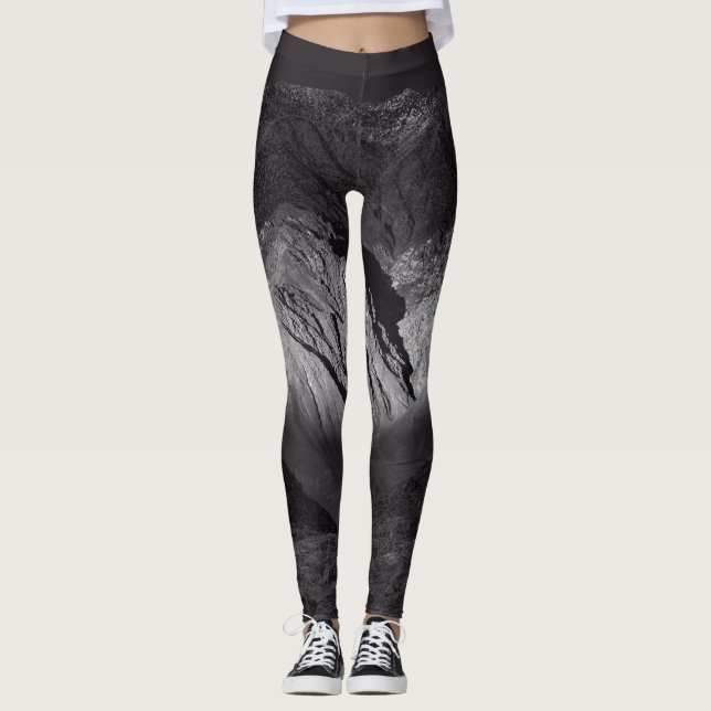 Svart och vit natt himlar leggings (Framsida)