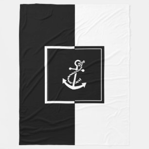 Svart och vit Nautical Boat Anchor Fleecefilt