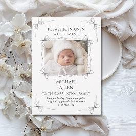 Svart och vit Neutralt - foto Birth Notice Meddelande