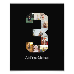 Svart och vit nummer 3 fotokollage fototryck