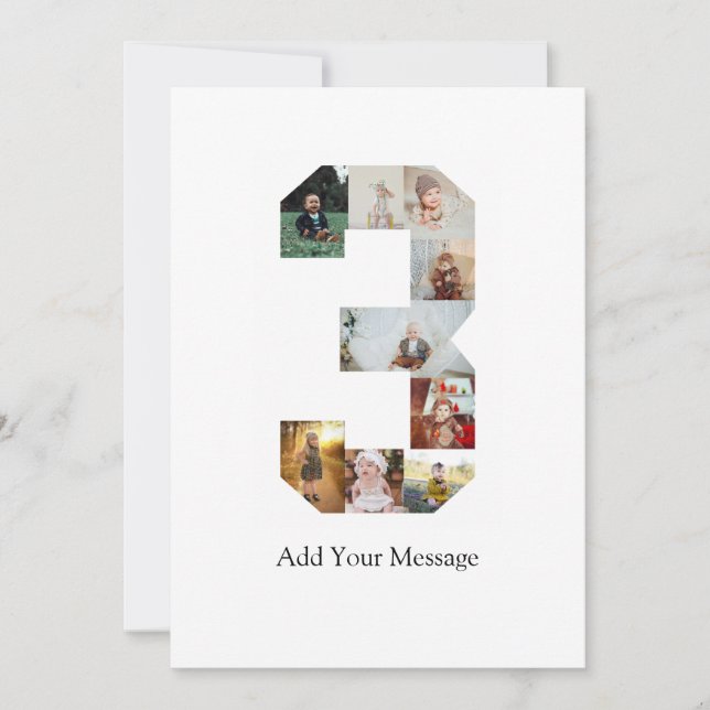 Svart och vit nummer 3 fotokollage meddelande (Framsida)