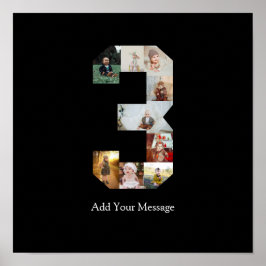 Svart och vit nummer 3 fotokollage poster