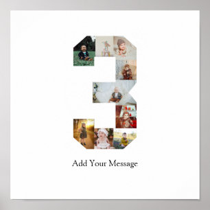 Svart och vit nummer 3 fotokollage poster