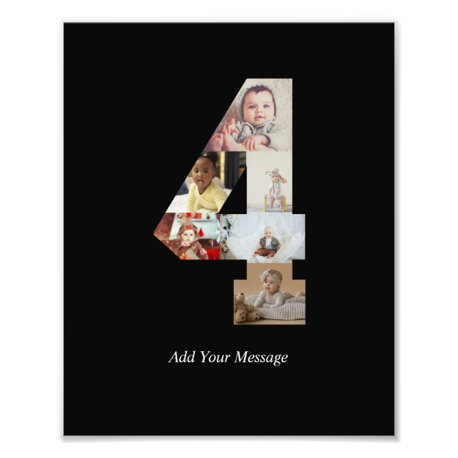 Svart och vit nummer 4 fotokollage fototryck (Framsidan)