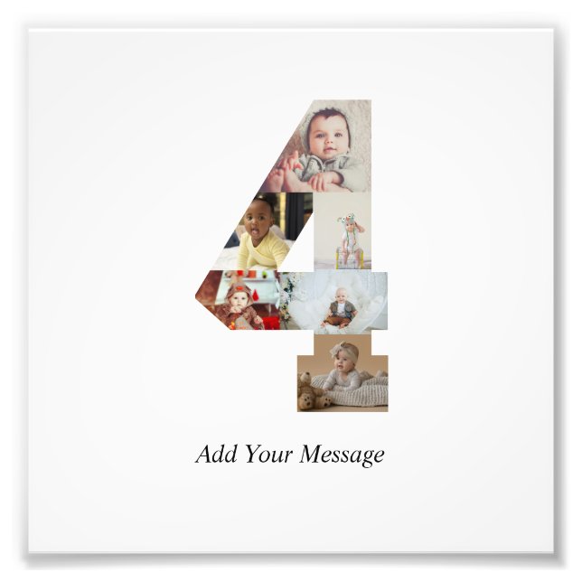 Svart och vit nummer 4 fotokollage fototryck (Framsidan)