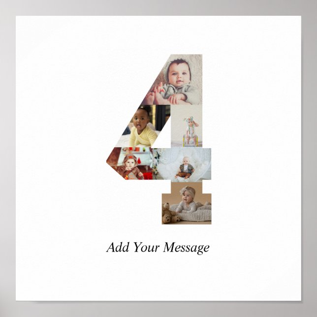 Svart och vit nummer 4 fotokollage poster (Framsidan)