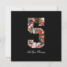 Svart och vit nummer 5 fotokollage julkort
